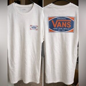 Vans “Off The Wall” White Graphic T-Shirt Front & Back Logo Size X- Large